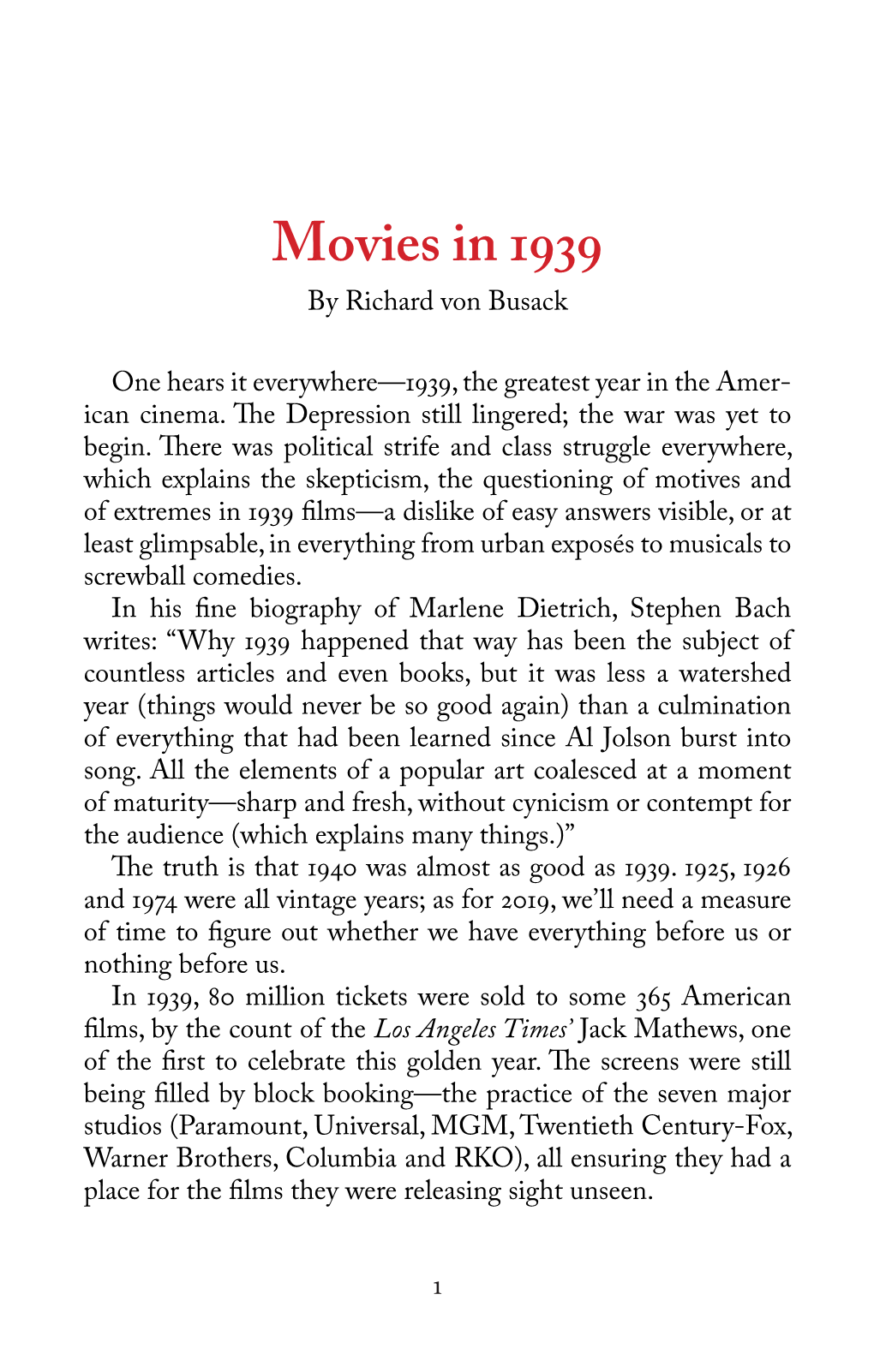 Movies in 1939 by Richard Von Busack