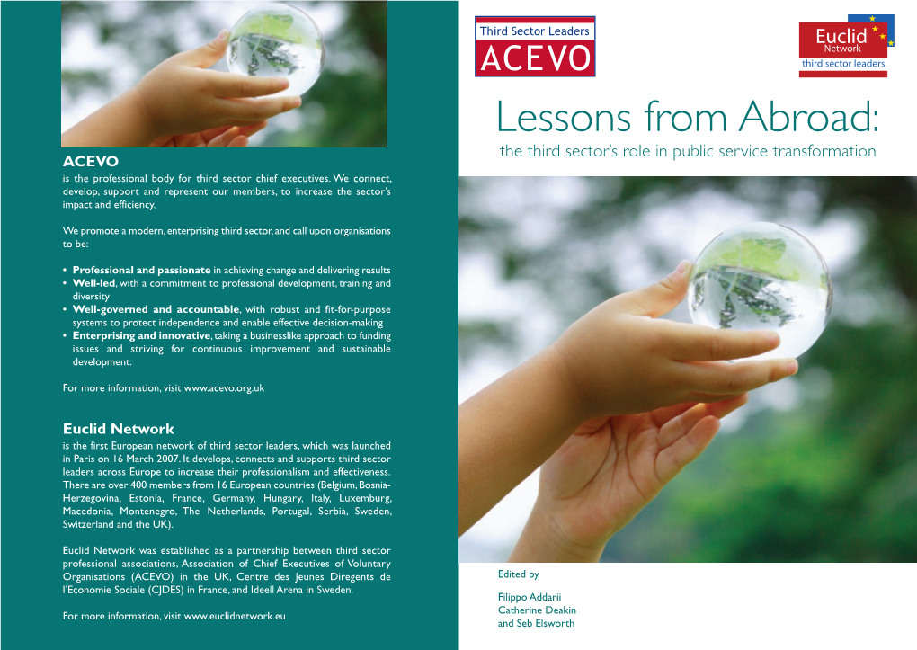 Lessons from Abroad: the Third Sector’S Role in Public Service Transformation ACEVO Is the Professional Body for Third Sector Chief Executives