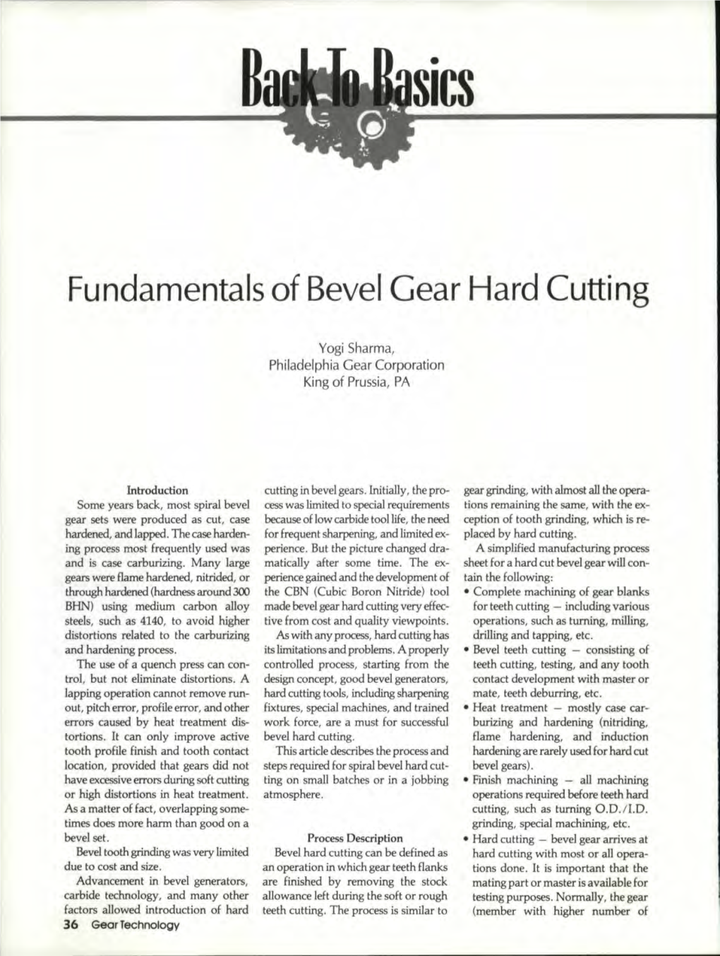 Fundamentals of Bevel Gear Hard Cutting