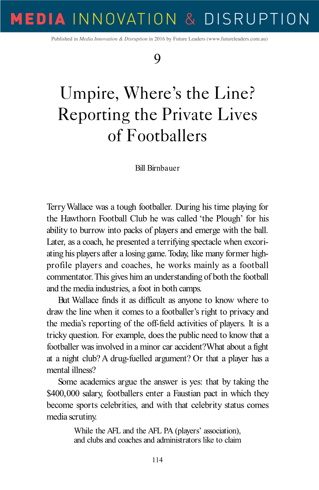 Umpire, Where's the Line? Reporting the Private Lives of Footballers