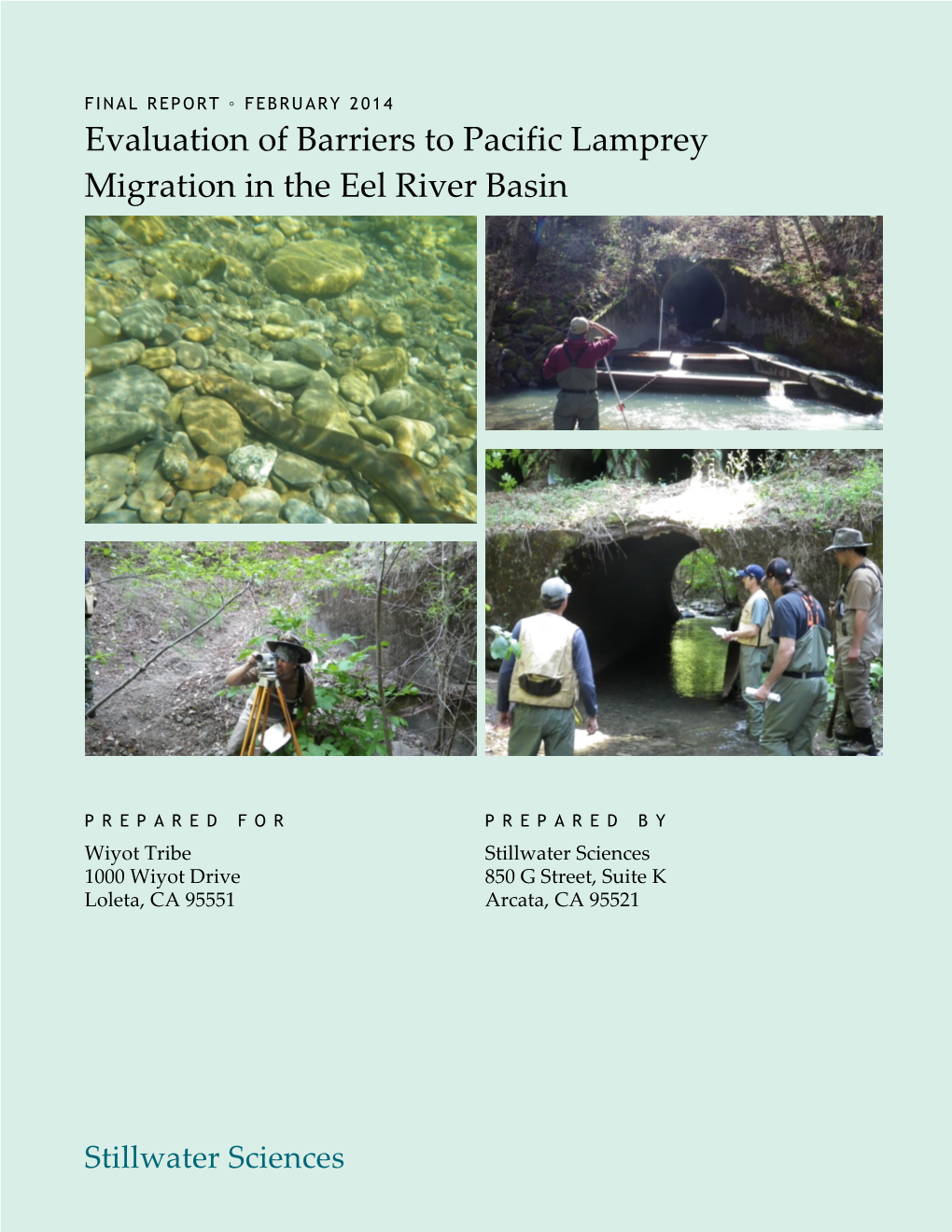 Evaluation of Barriers to Pacific Lamprey Migration in the Eel River Basin