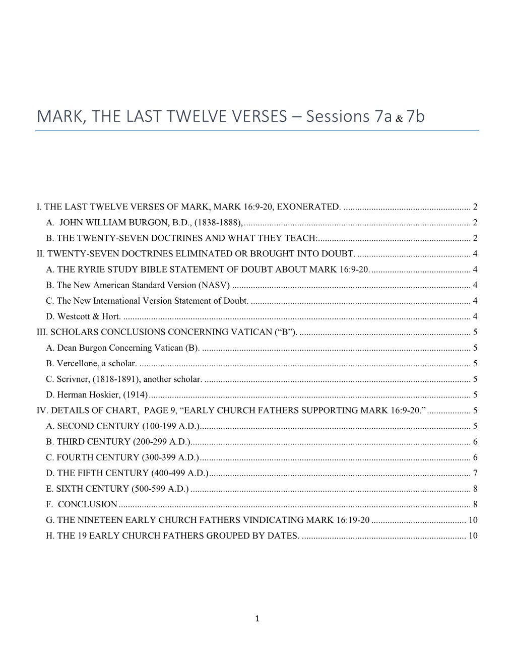 MARK, the LAST TWELVE VERSES – Sessions 7A & 7B