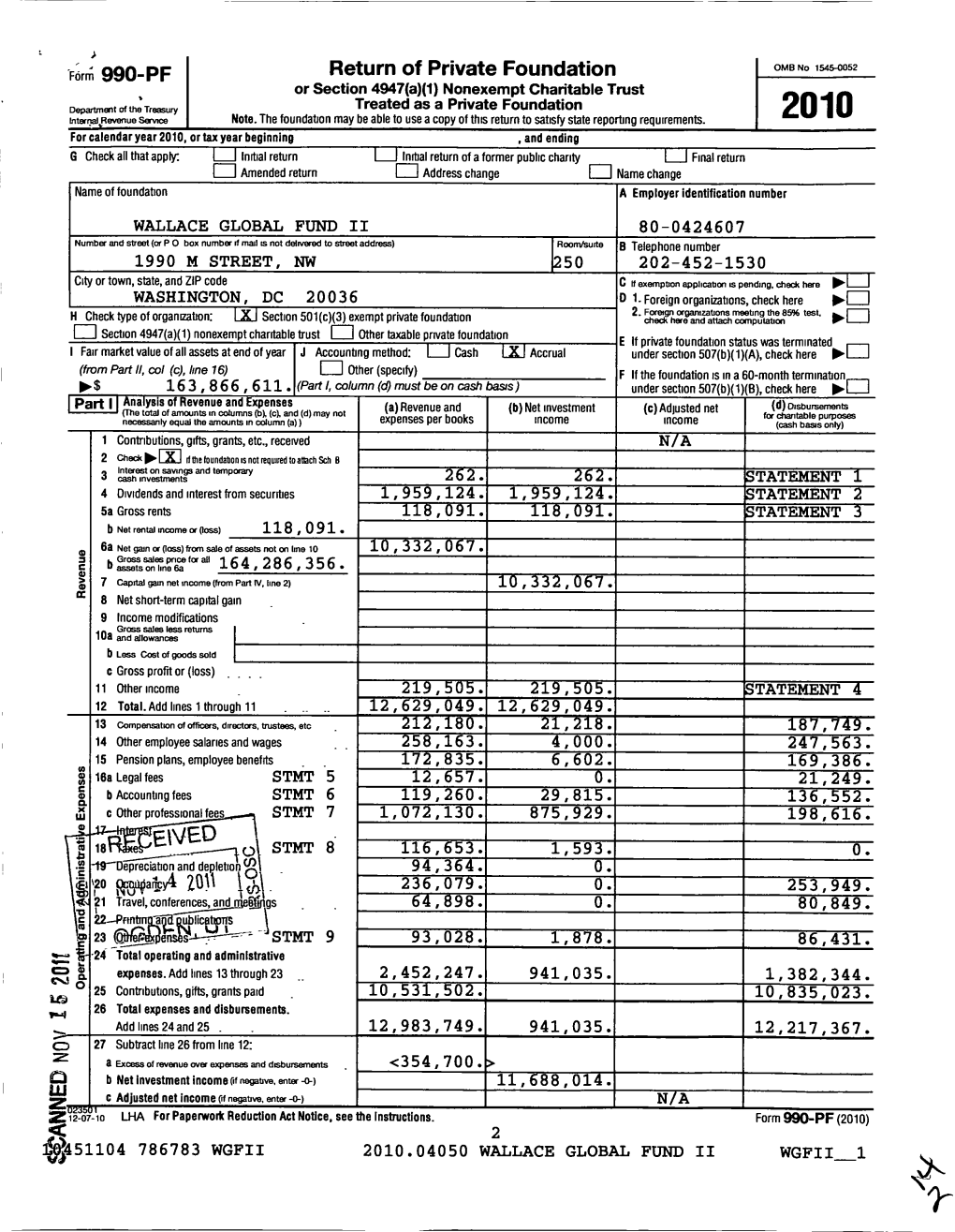 Form 990-PF Return of Private Foundation Or Section 4947(A)(1) Nonexempt Charitable Trust ^O O