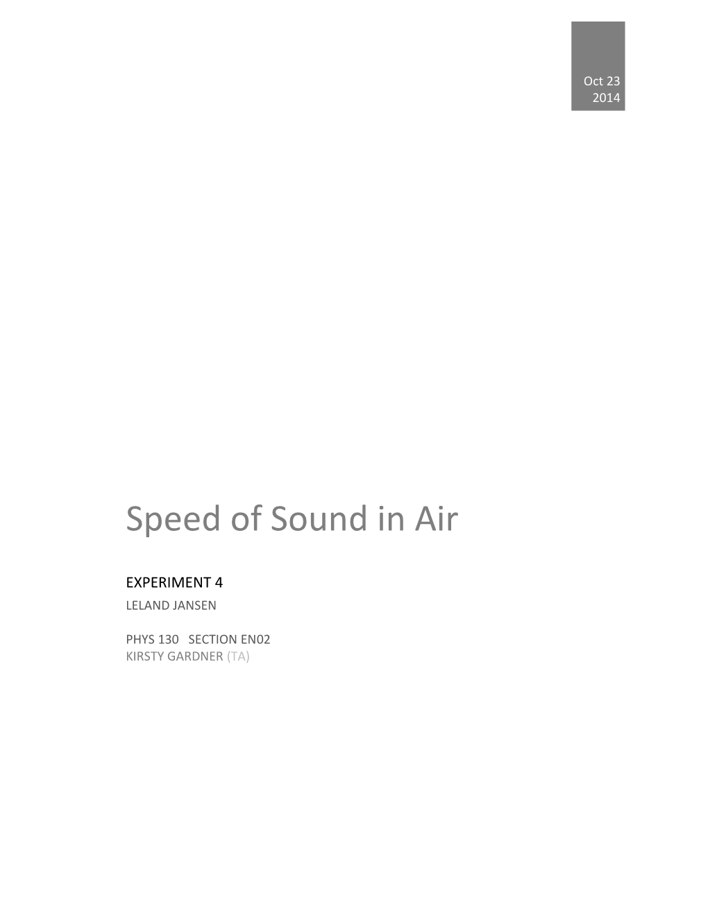 Speed of Sound in Air