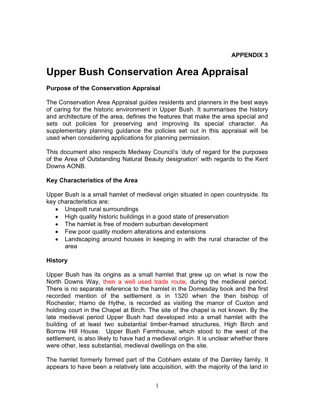 Upper Bush Conservation Area Appraisal