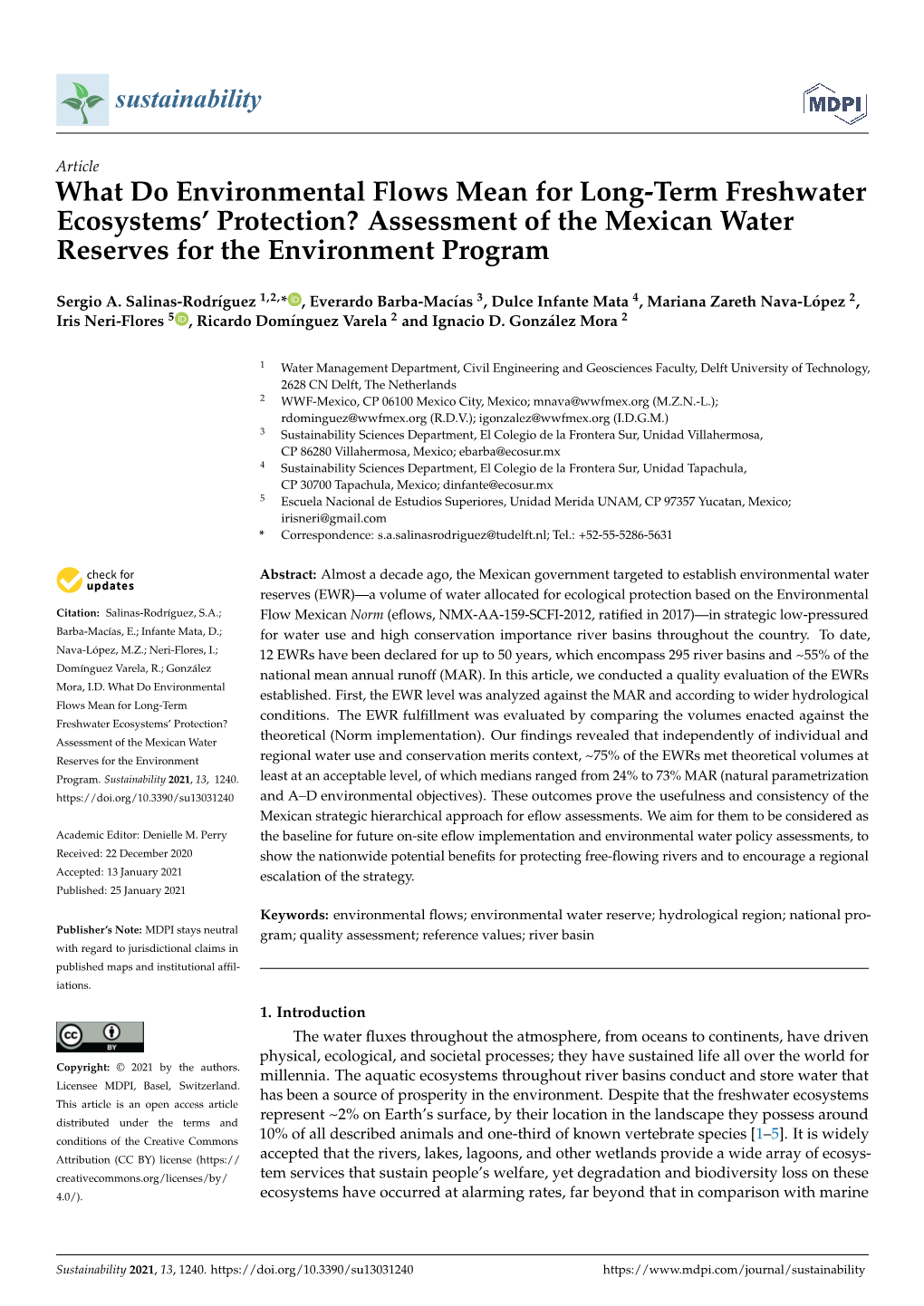 What Do Environmental Flows Mean for Long-Term Freshwater Ecosystems’ Protection? Assessment of the Mexican Water Reserves for the Environment Program