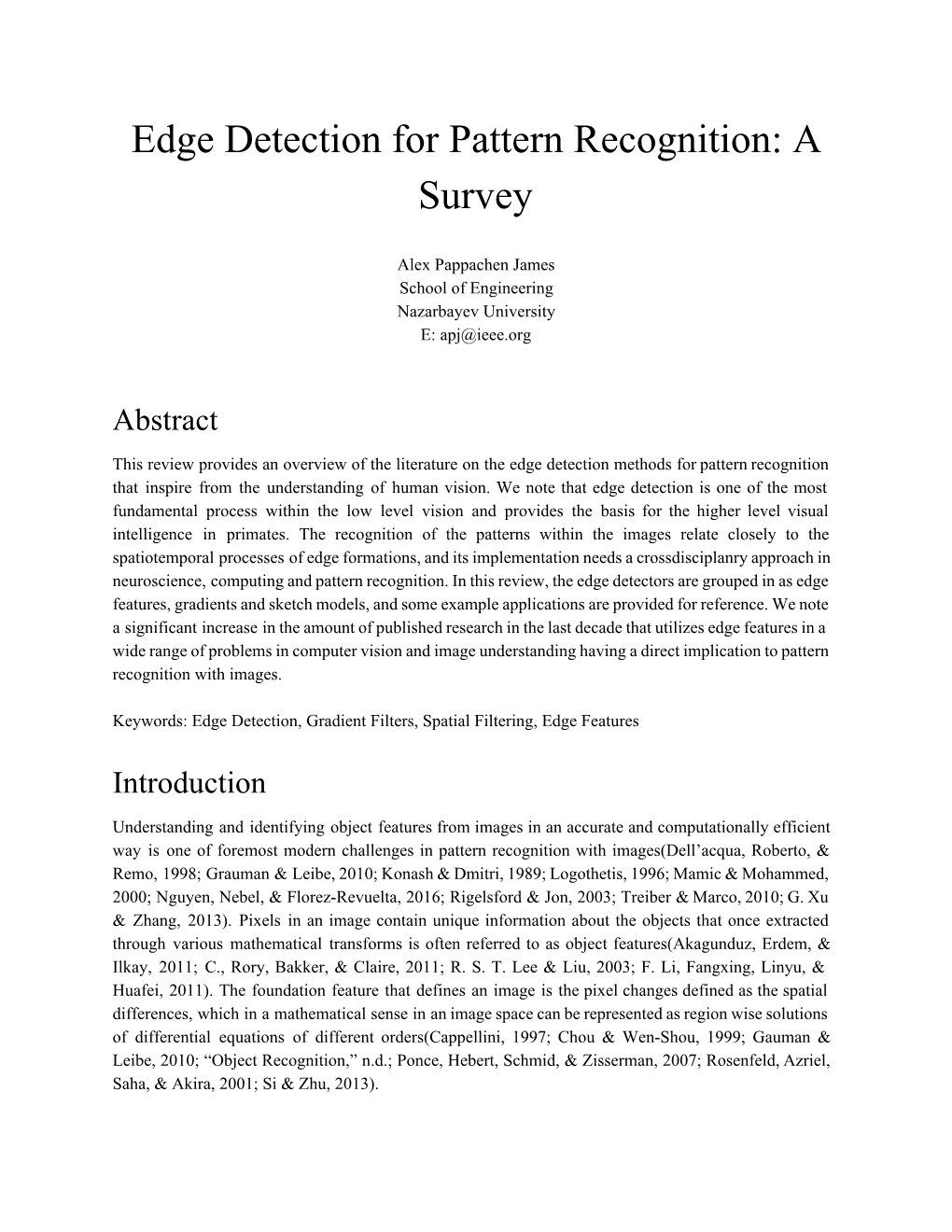 Edge Detection for Pattern Recognition: a Survey