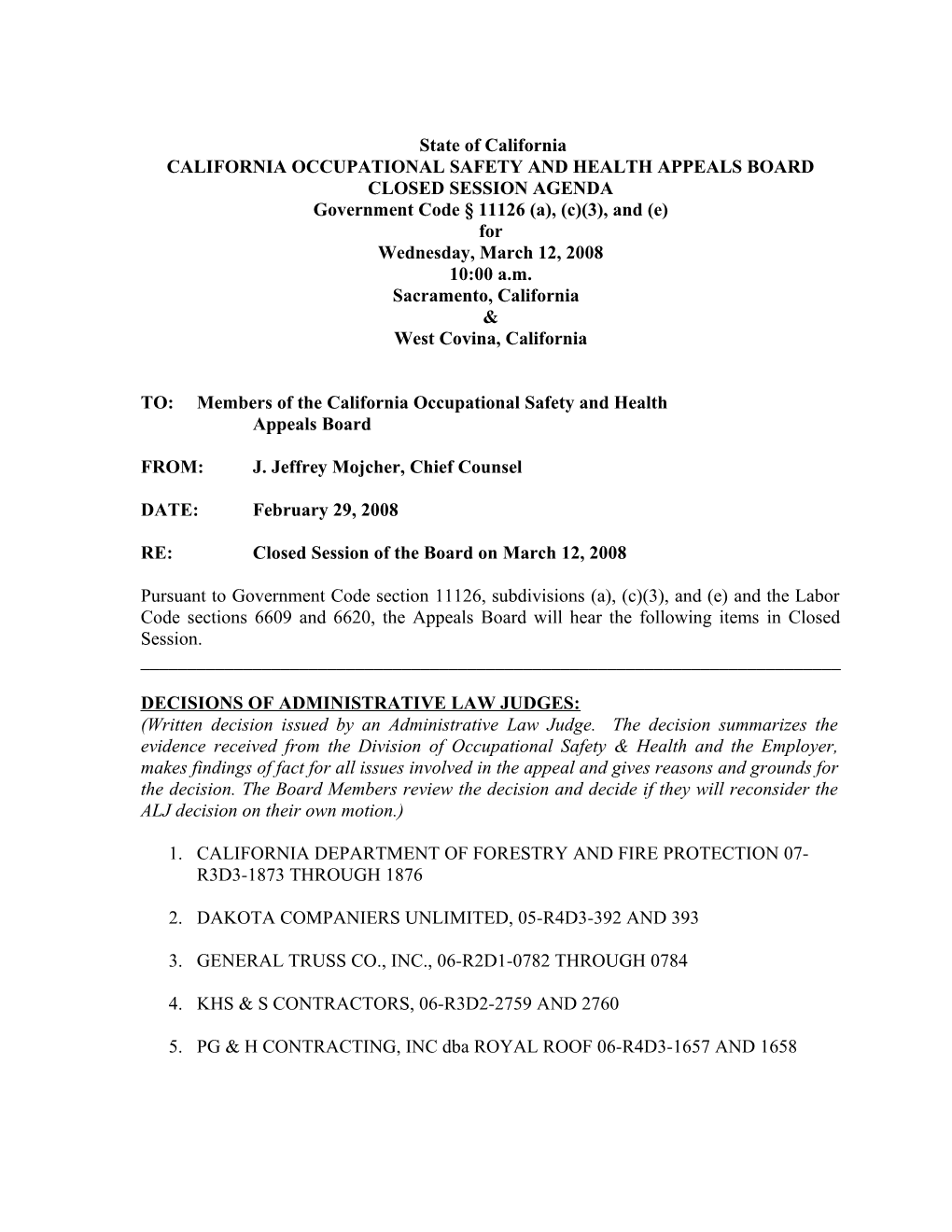 California Occupational Safety & Health Appeals Board s13