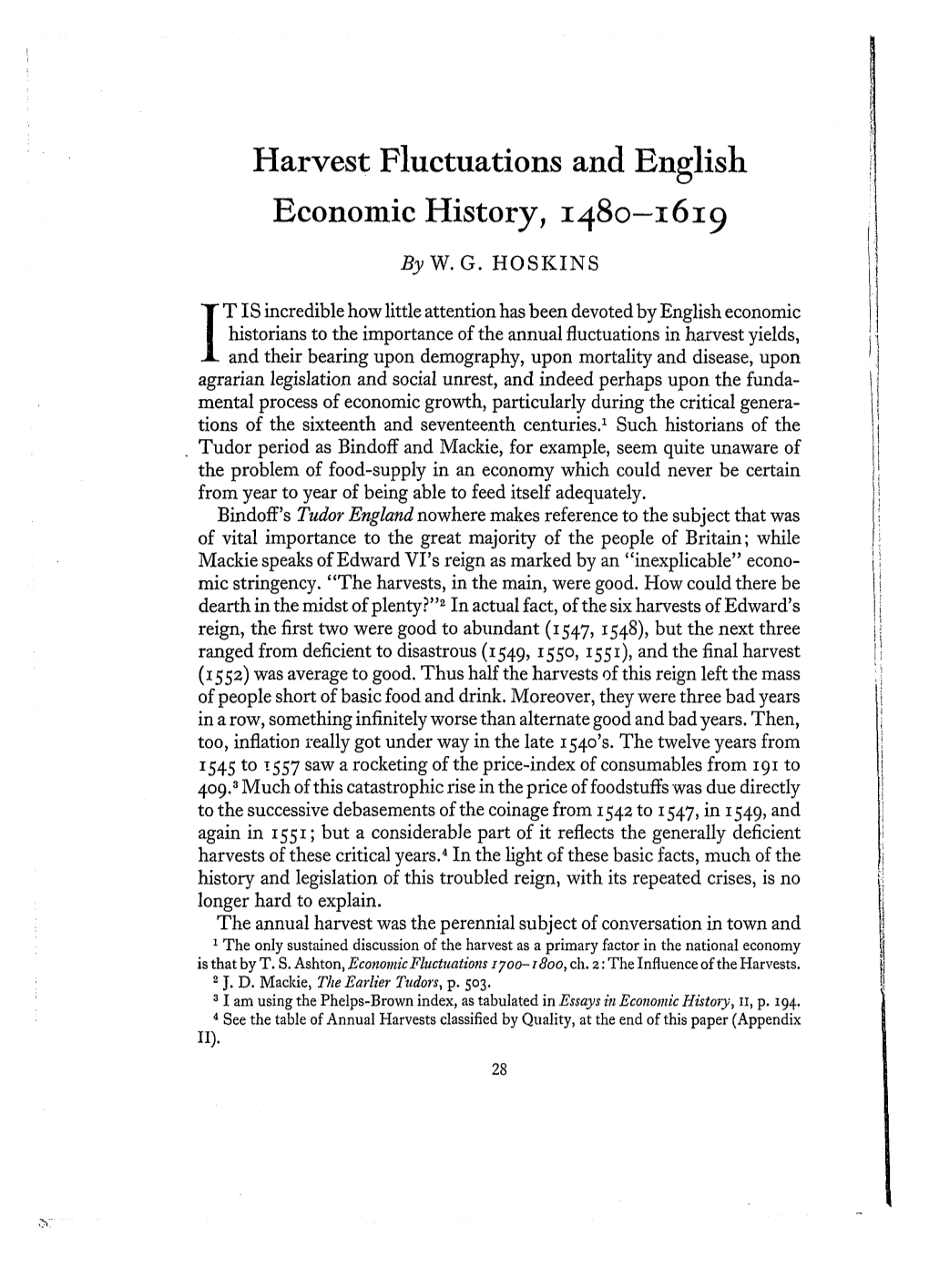 Harvest Fluctuations and English Economic History, I48o-I6x 9