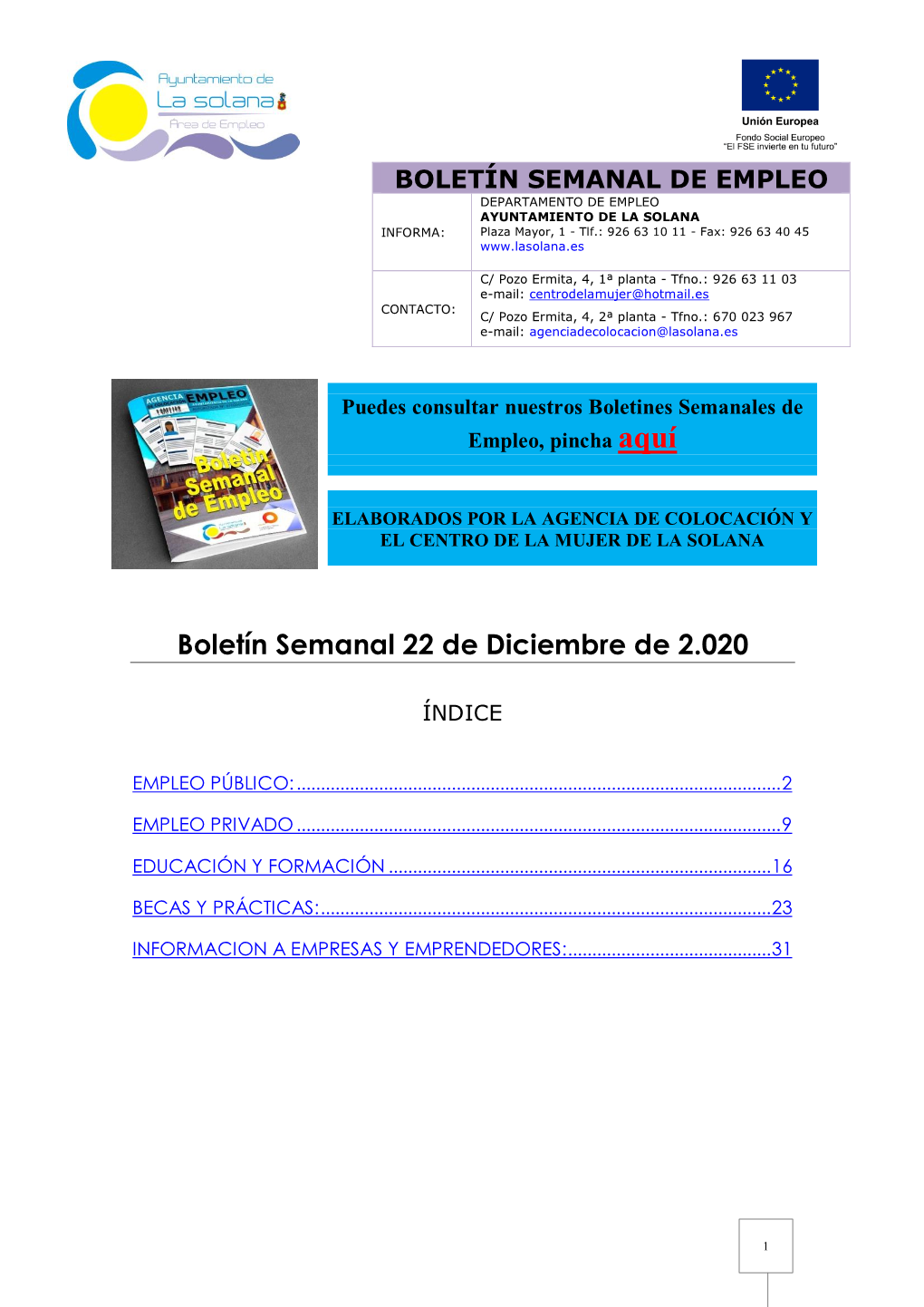 Boletín Semanal 22 De Diciembre De 2.020