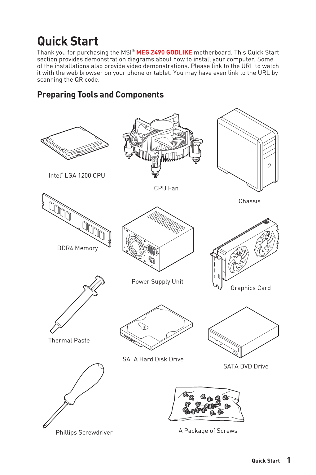 Quick Start Section Provides Demonstration Diagrams About How to Install Your Computer