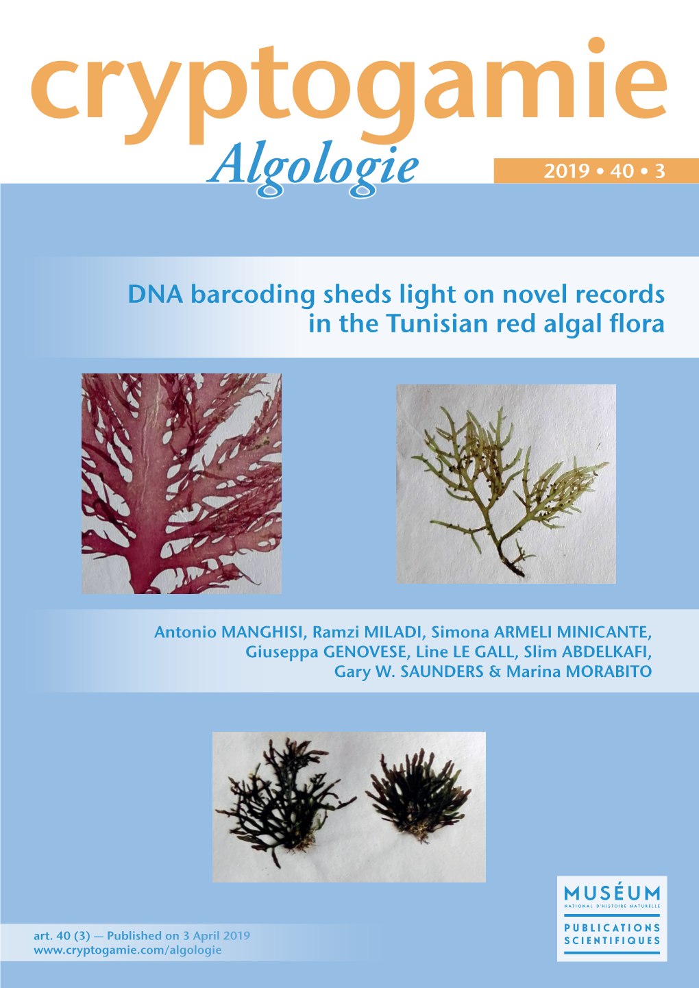 DNA Barcoding Sheds Light on Novel Records in the Tunisian Red Algal Flora