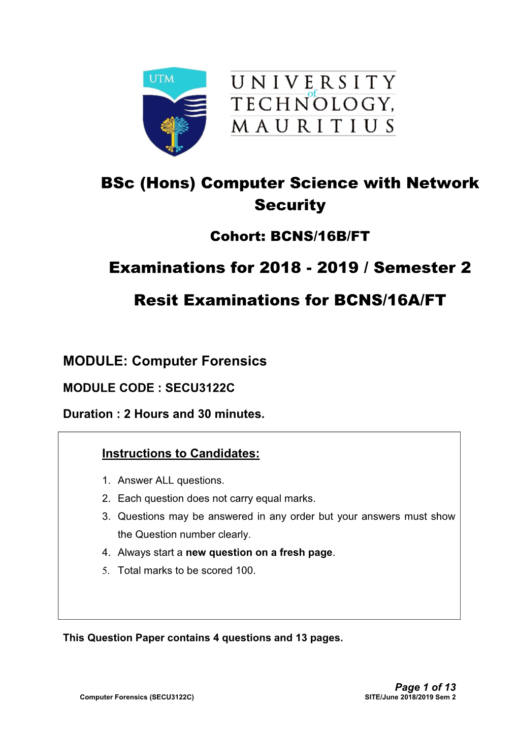 2019 / Semester 2 Resit Examinations for BCNS/16A/FT