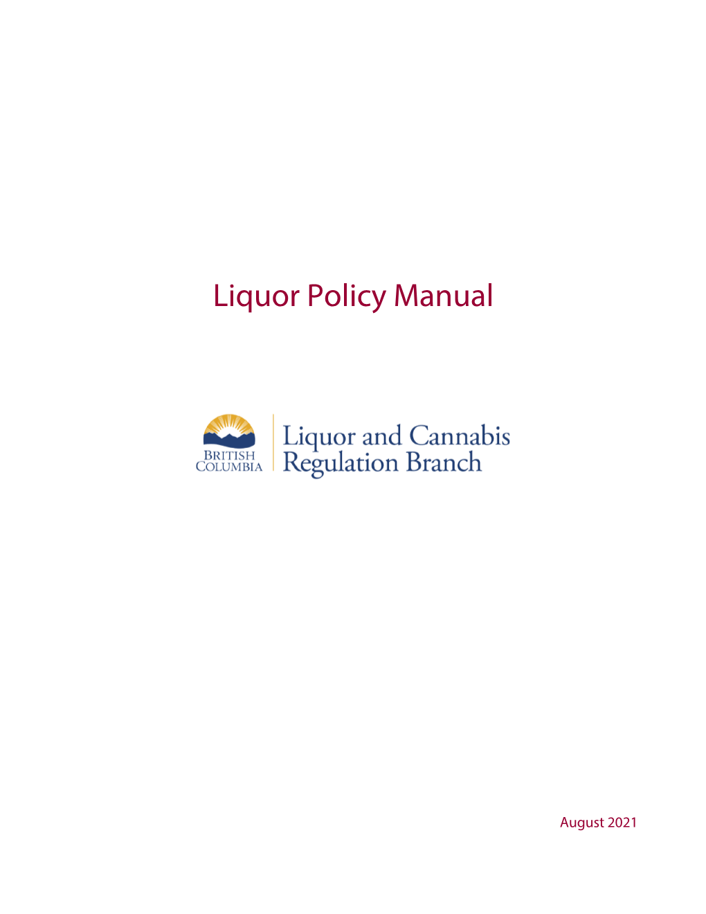 Liquor Policy Manual