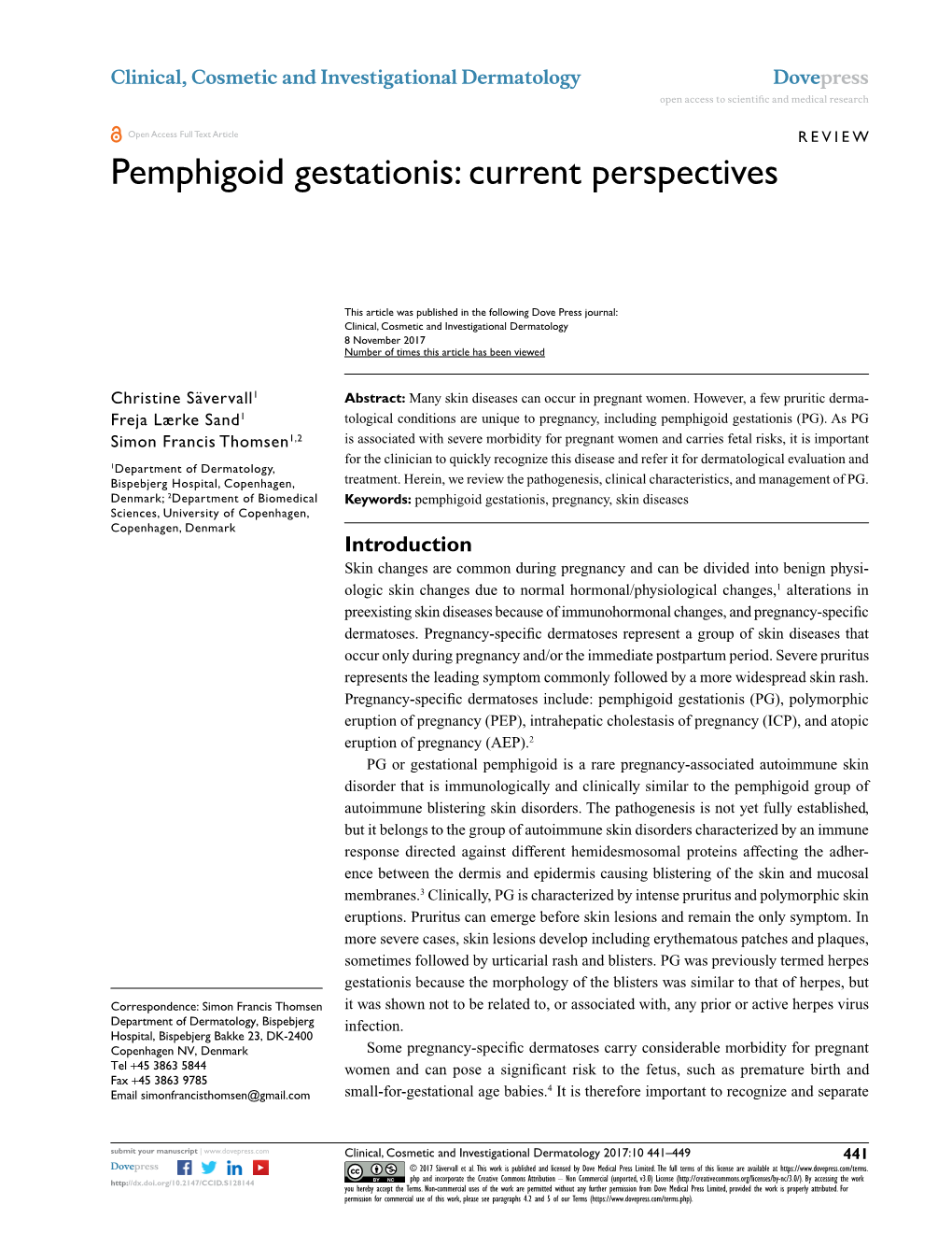 Pemphigoid Gestationis Open Access to Scientific and Medical Research DOI