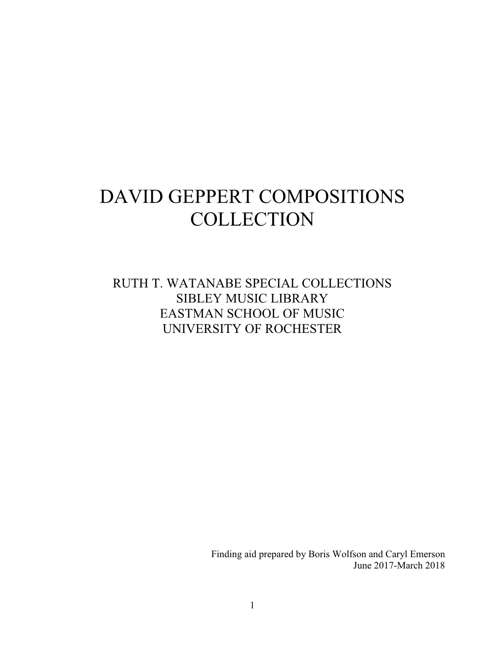 David Geppert Compositions Collection