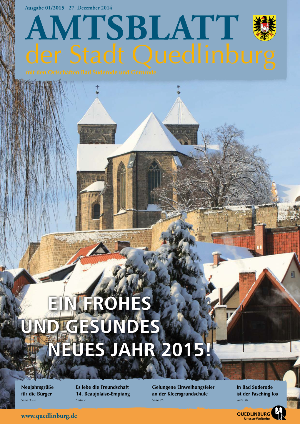 AMTSBLATT Der Stadt Quedlinburg Mit Den Ortschaften Bad Suderode Und Gernrode