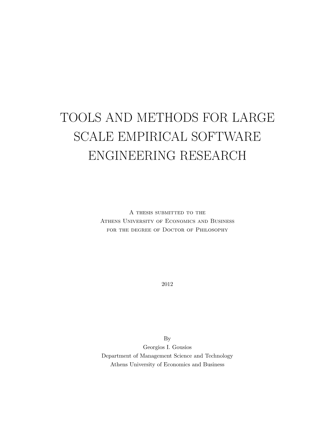 Tools and Methods for Large Scale Empirical Software Engineering Research