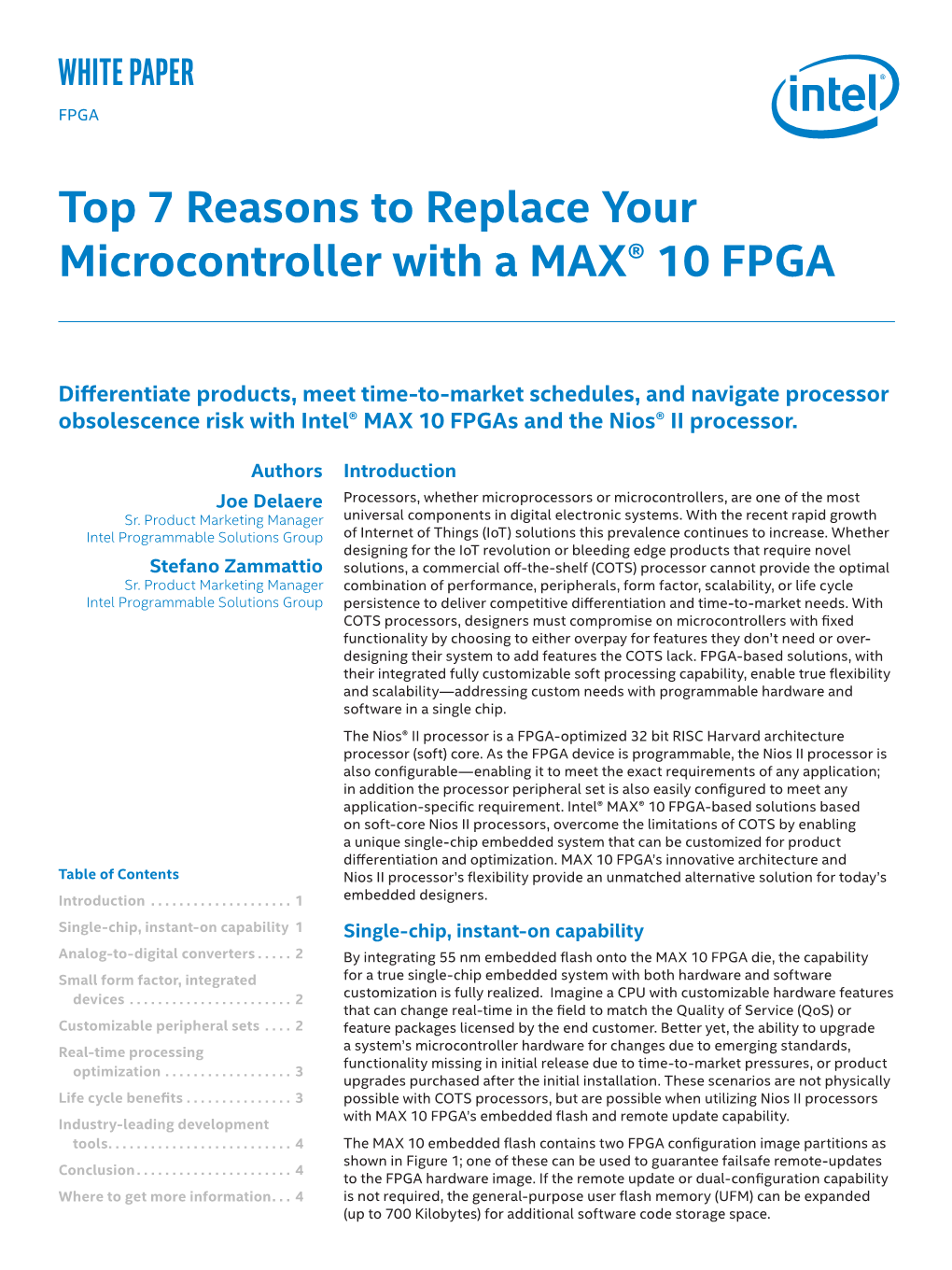 Top 7 Reasons to Replace Your Microcontroller with a MAX® 10 FPGA