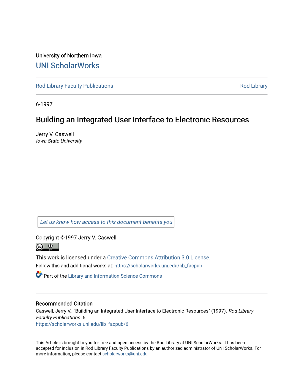 Building an Integrated User Interface to Electronic Resources