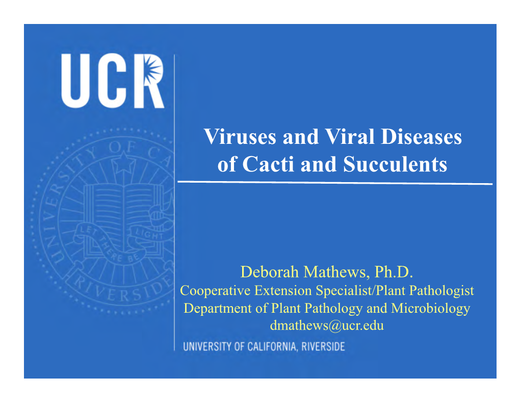 Viruses and Viral Diseases of Cacti and Succulents