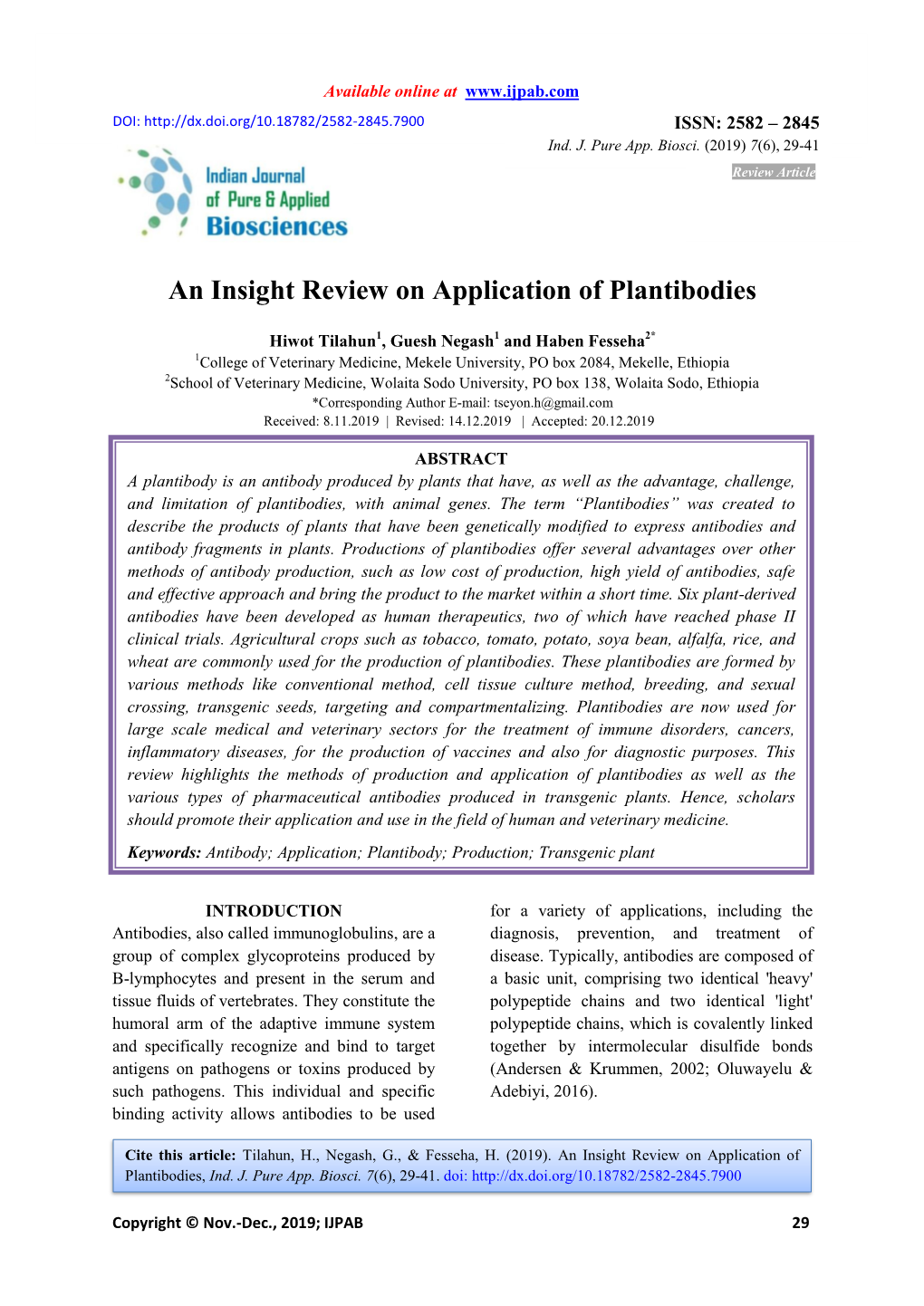 An Insight Review on Application of Plantibodies