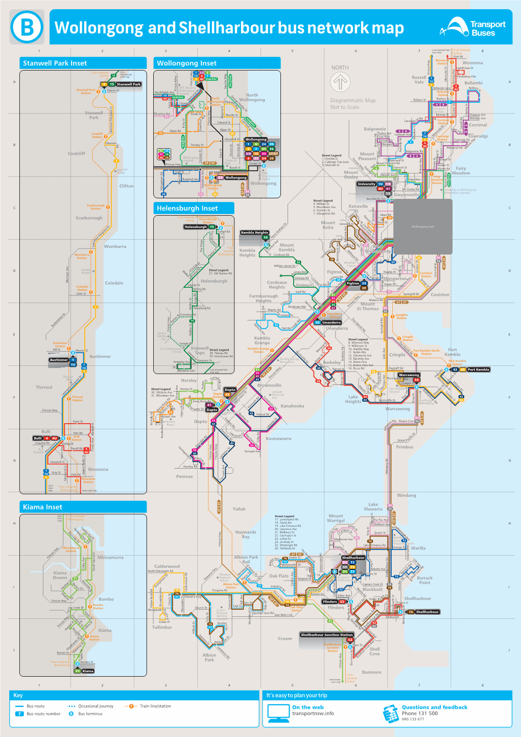 Wollongong and Shellharbour Bus Network Map