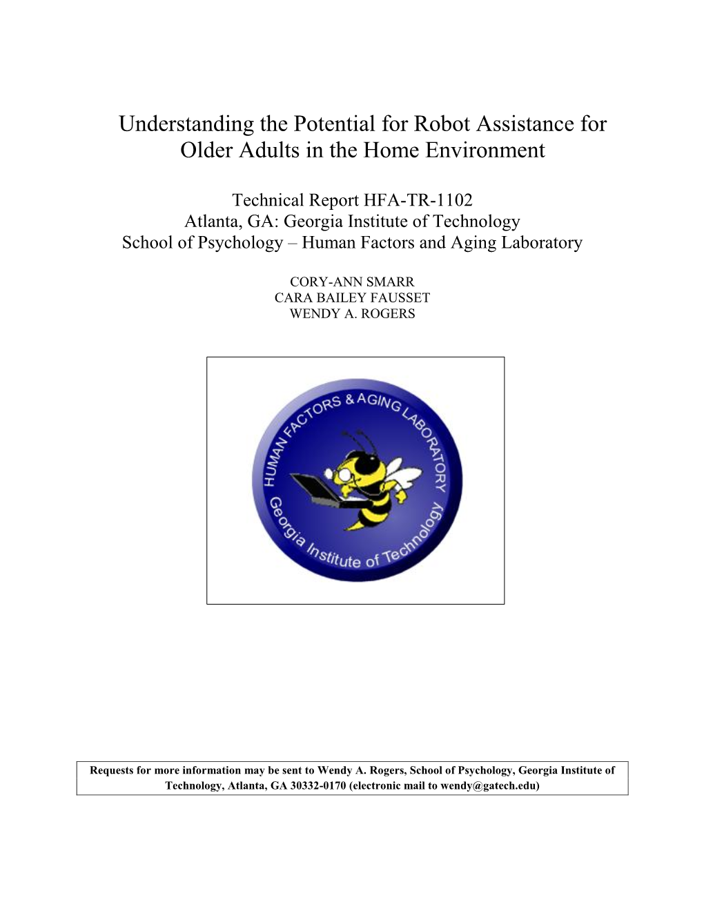 Understanding the Potential for Robot Assistance for Older Adults in the Home Environment