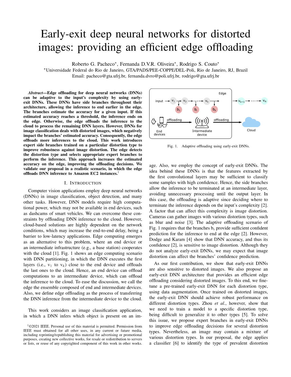 Early-Exit Deep Neural Networks for Distorted Images: Providing an Efﬁcient Edge Ofﬂoading