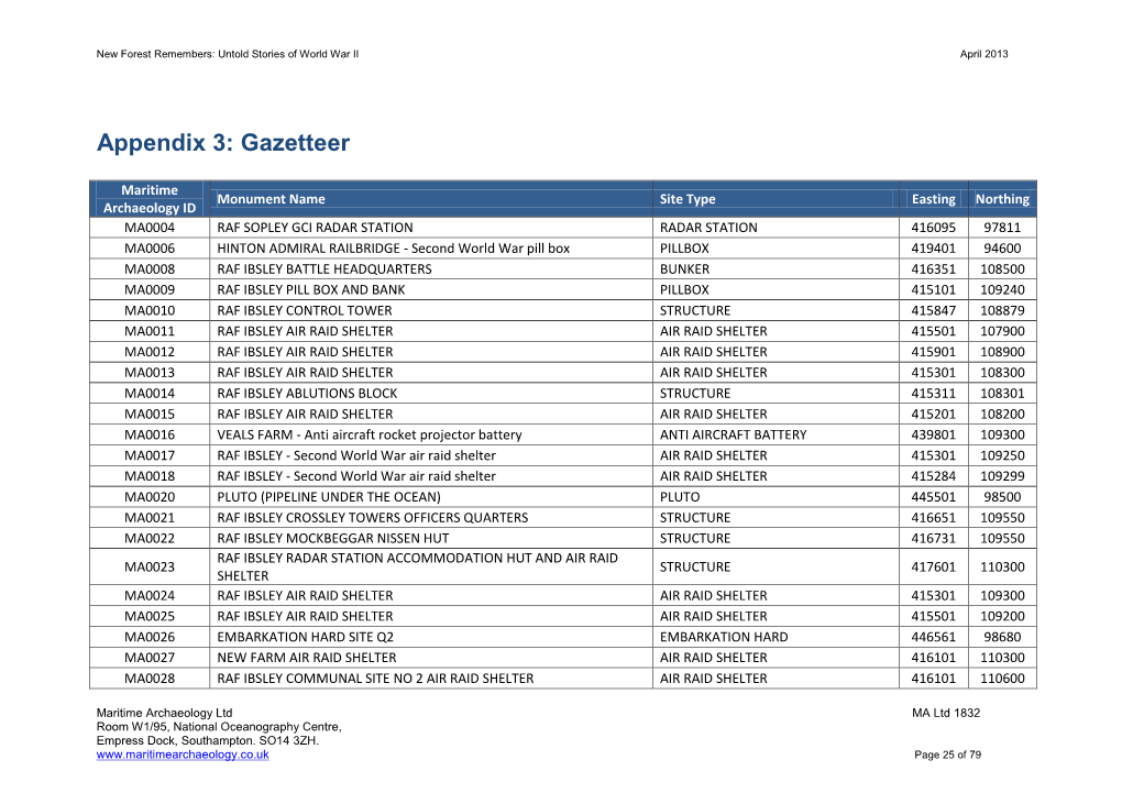 New Forest Remembers DBA Appendix 3