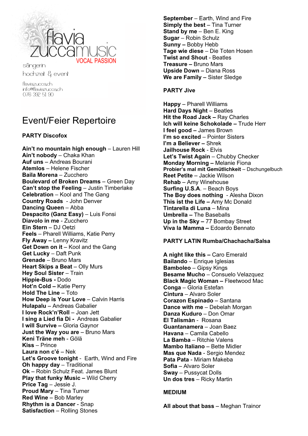 Event/Feier Repertoire