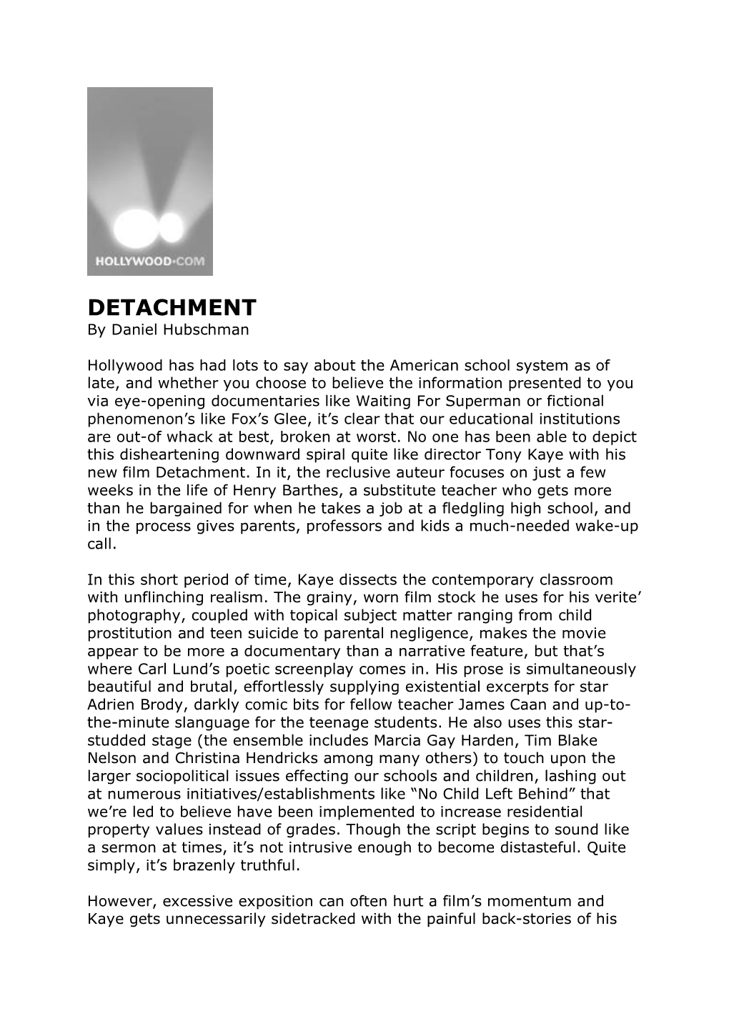 DETACHMENT by Daniel Hubschman