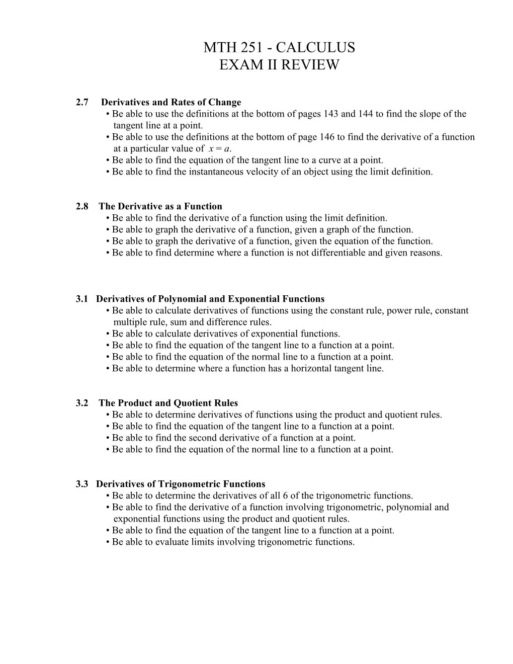 2.7 Derivatives and Rates of Change