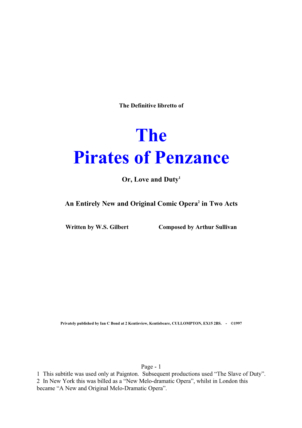 Pirates of Penzance