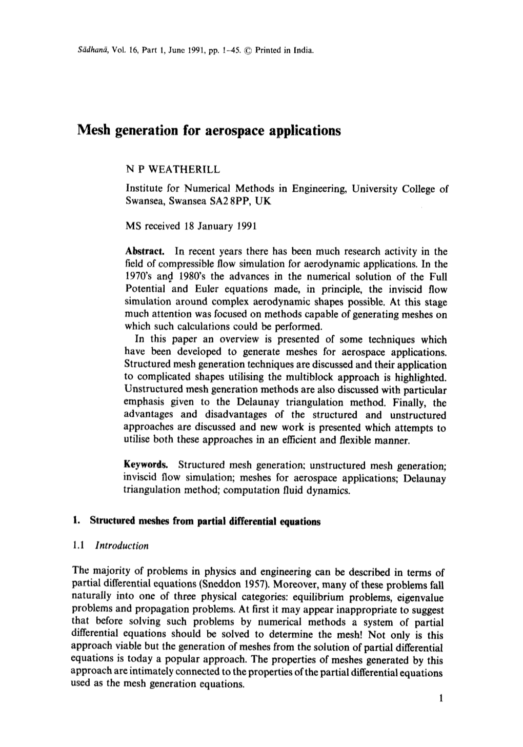 Mesh Generation for Aerospace Applications