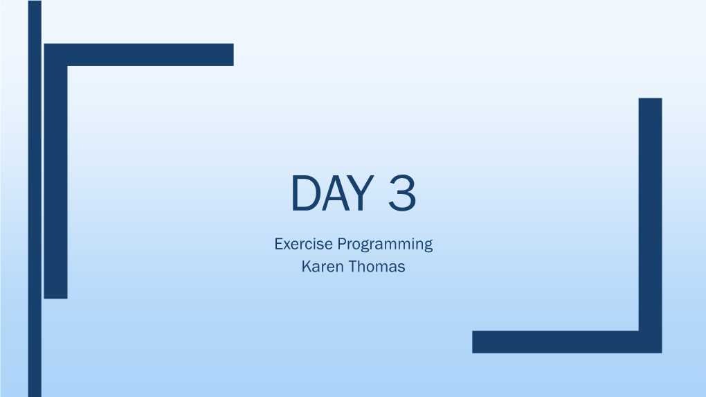 Exercise Programming Karen Thomas Need a Comprehensive Exercise Program