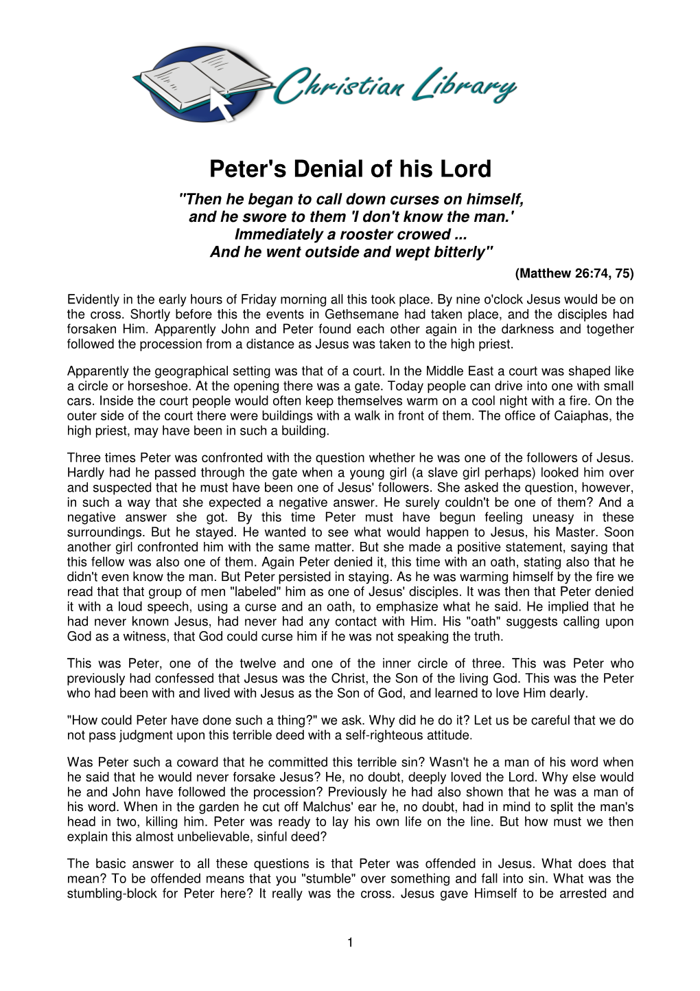 Peter's Denial of His Lord