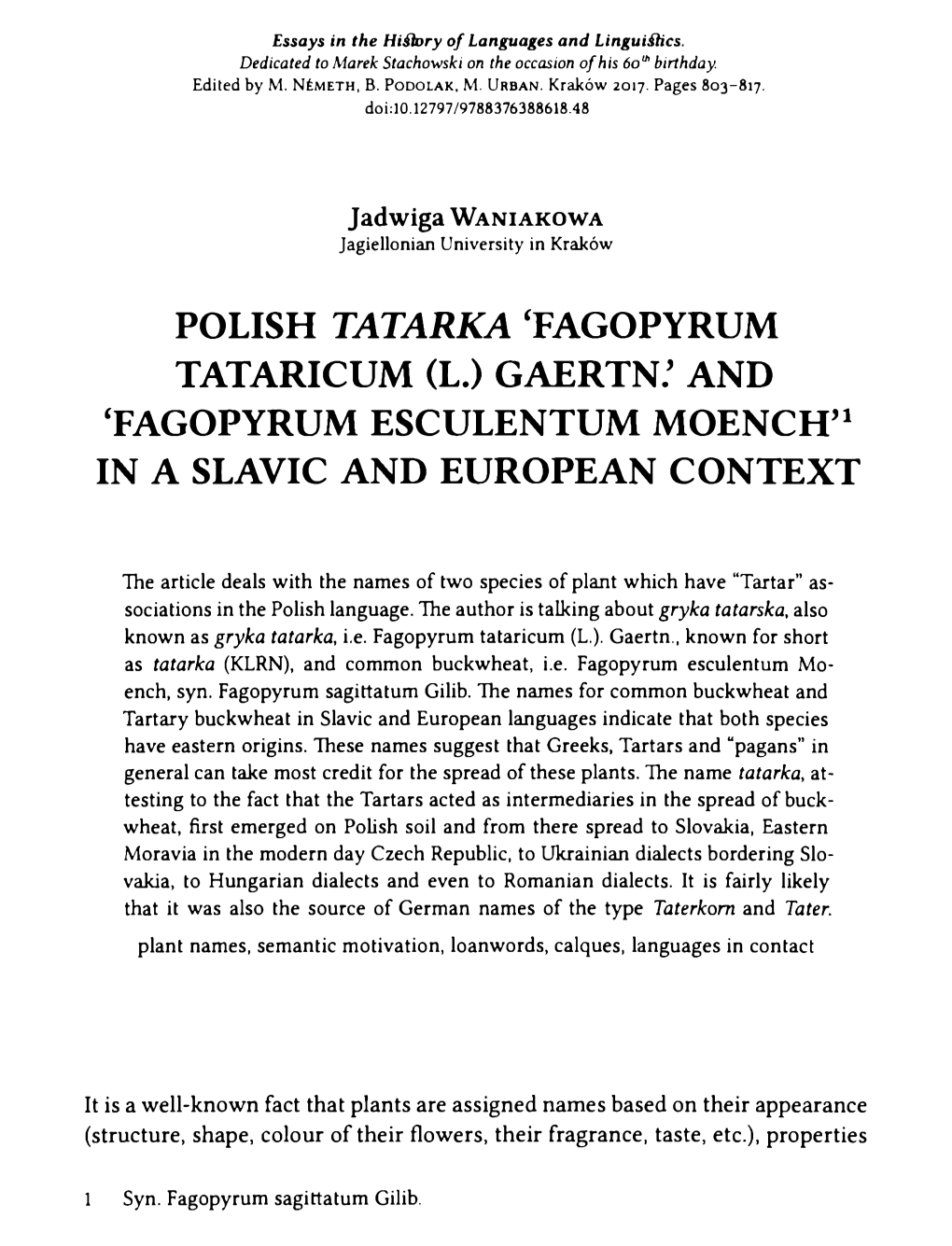 Polish Tatarka 'Fagopyrum