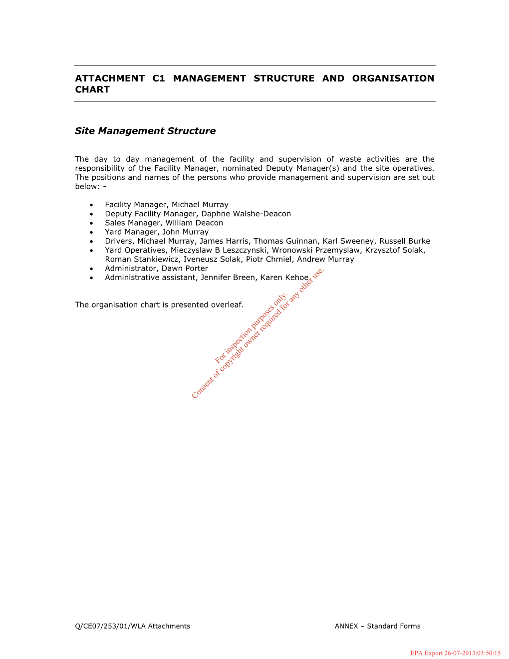 Attachment C1 Management Structure and Organisation Chart