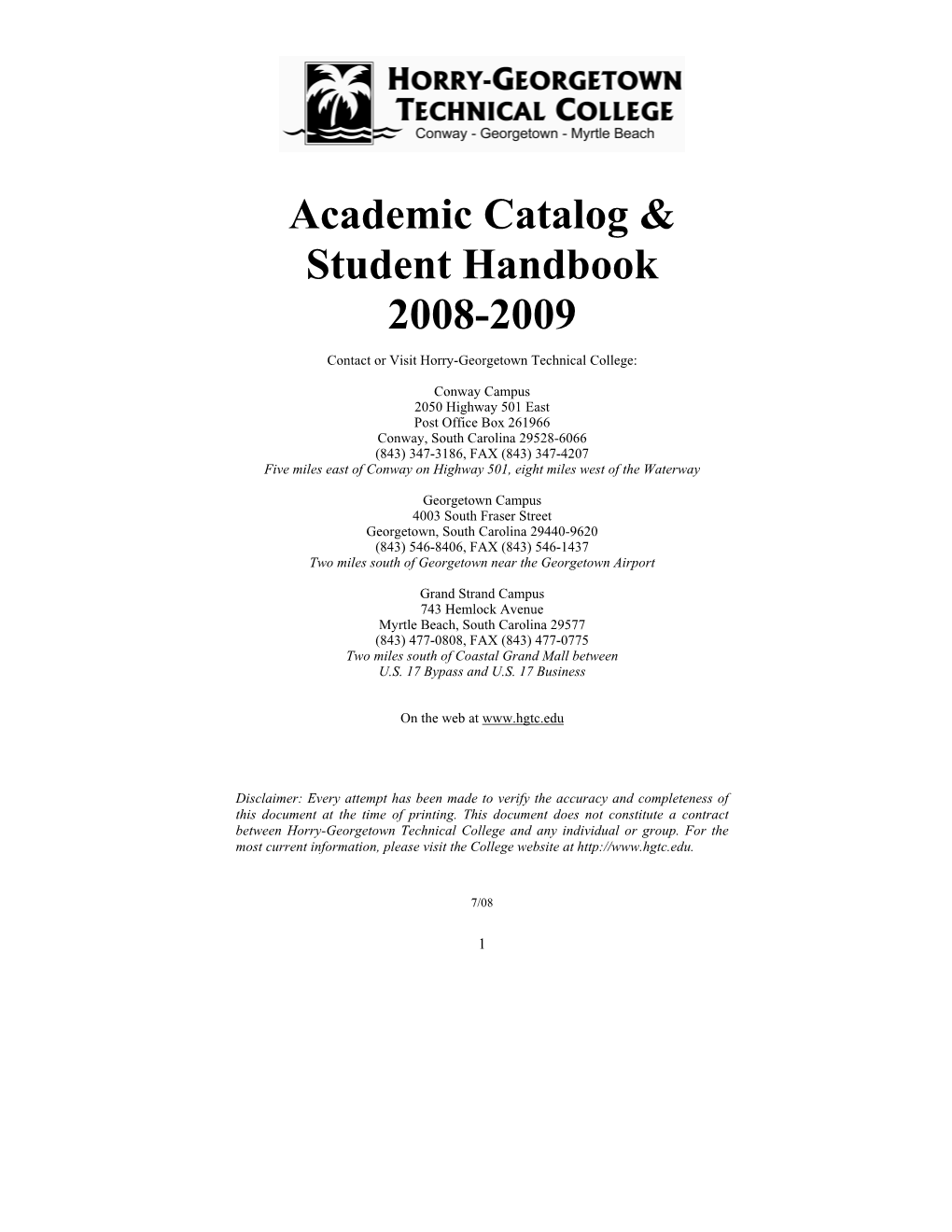 2008-2009 Catalog & Student Handbook