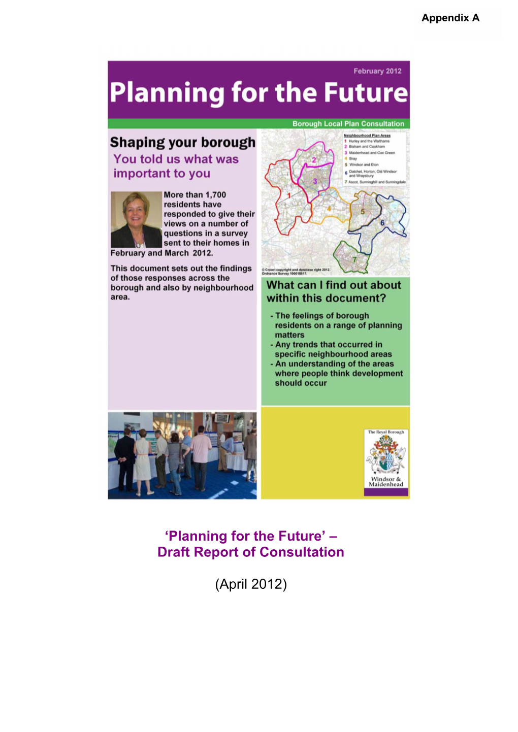 'Planning for the Future' – Draft Report of Consultation (April 2012)