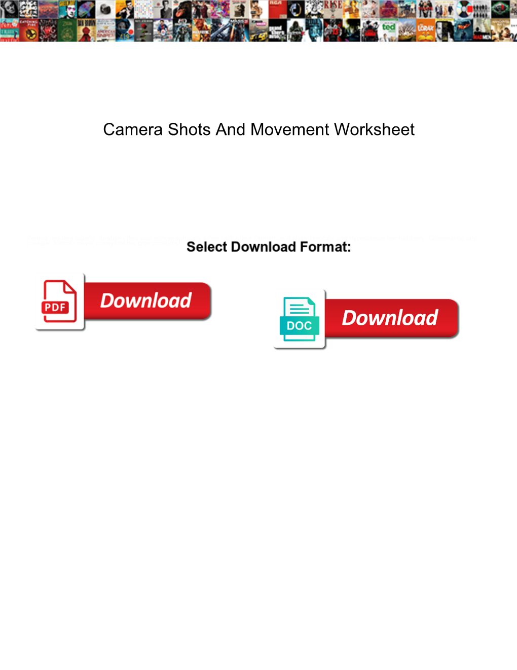 Camera Shots and Movement Worksheet