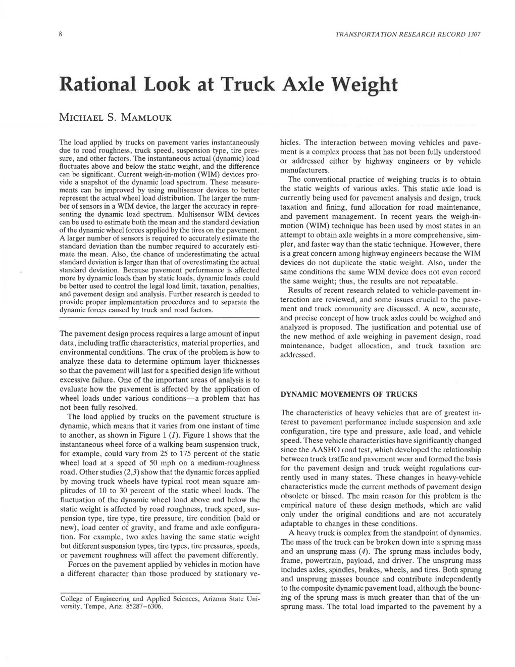 Rational Look at Truck Axle Weight