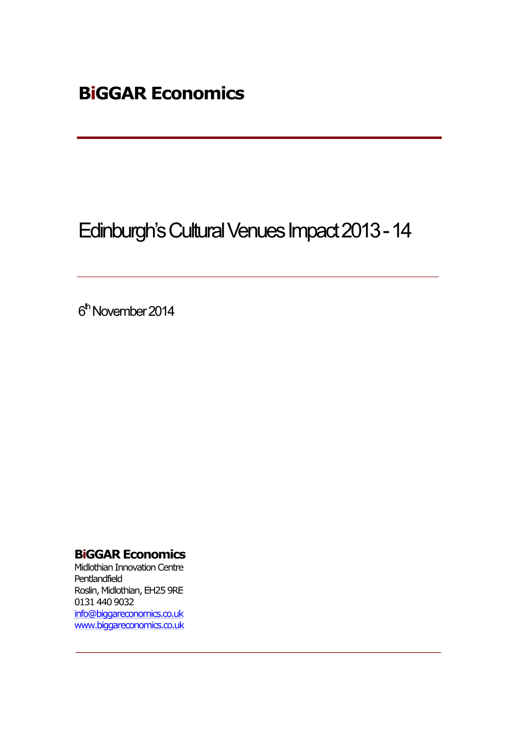 Edinburgh's Cultural Venues Impact Report 6Nov14