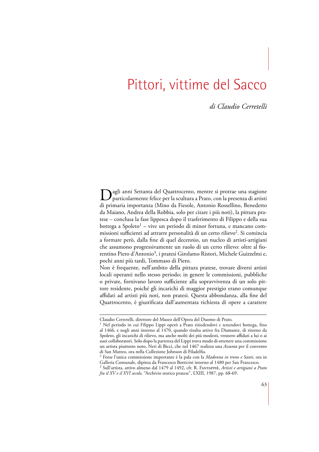 Pittori, Vittime Del Sacco