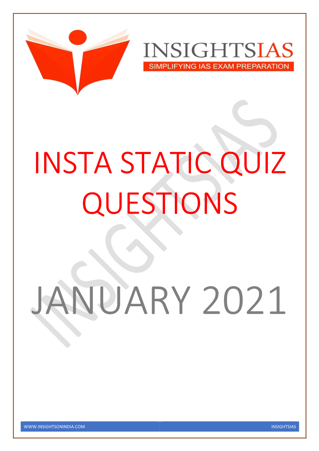 INSTA January 2021 Static Quiz Questions