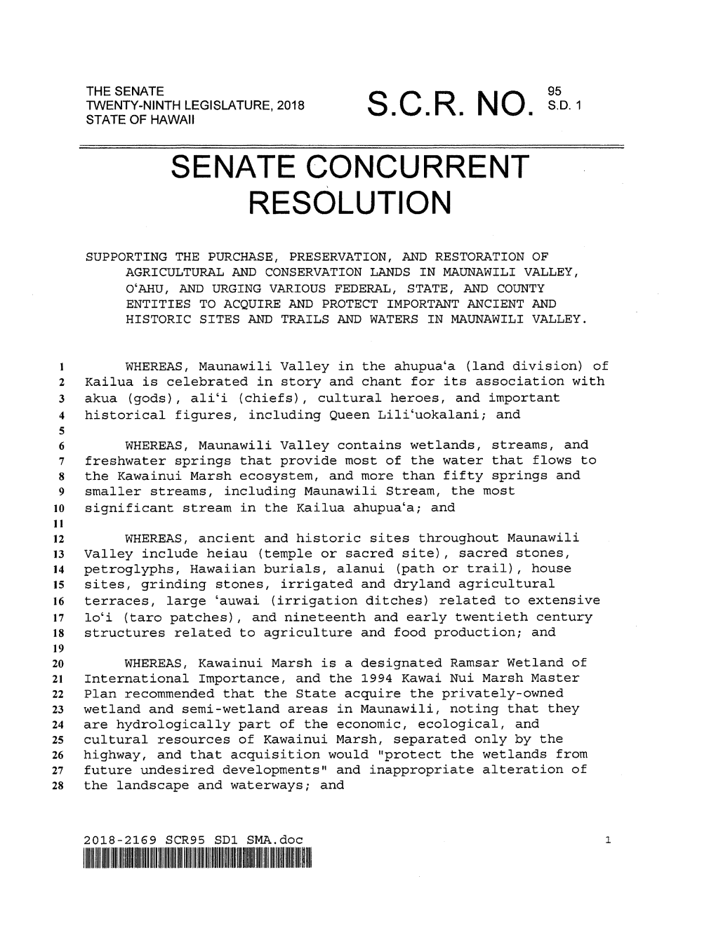 Scr No. Senate Concurrent Resolution