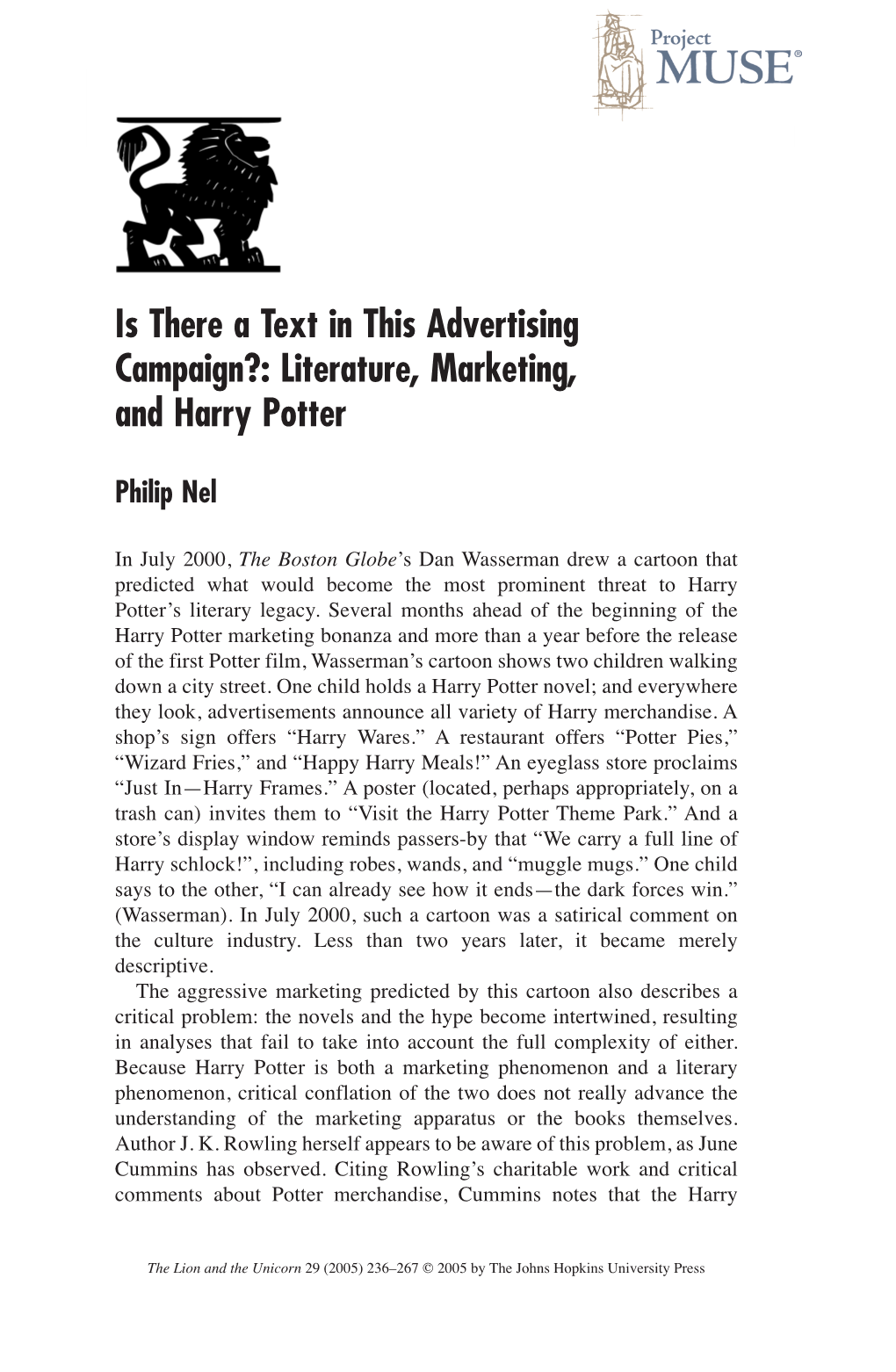 Literature, Marketing, and Harry Potter