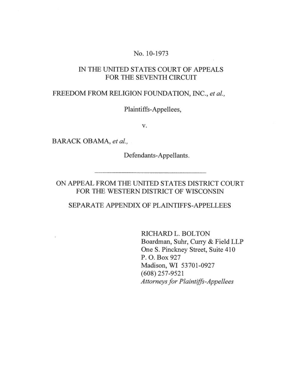 No. 10-1973 in the UNITED STATES COURT of APPEALS for THE