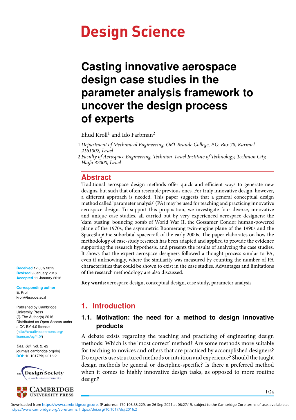 Casting Innovative Aerospace Design Case Studies in the Parameter Analysis Framework to Uncover the Design Process of Experts